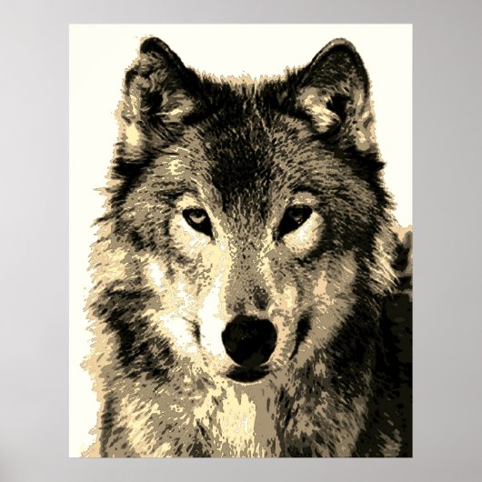 Gray Wolf Sepia Poster (Voorkant)