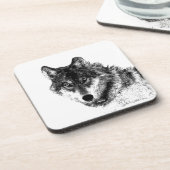 Gray Wolf Sketch Artwork Bier Onderzetter (Linkerzijde)