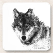 Gray Wolf Sketch Artwork Bier Onderzetter (Voorkant)