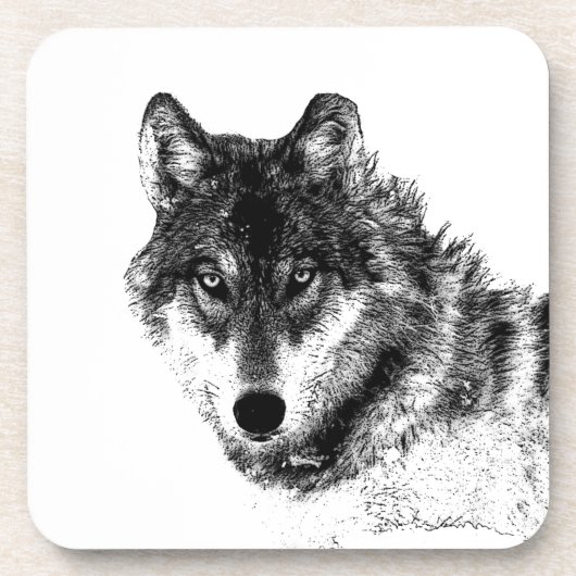 Gray Wolf Sketch Artwork Bier Onderzetter (Voorkant)