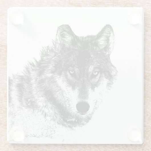 Gray Wolf Sketch Artwork Glazen Onderzetter (Achterkant)