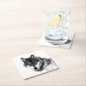 Gray Wolf Sketch Artwork Kartonnen Onderzetters (Insitu)