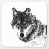 Gray Wolf Sketch Artwork Kartonnen Onderzetters (Voorkant)