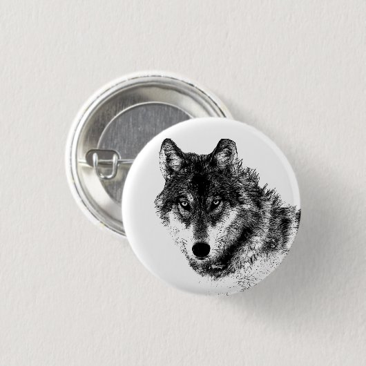 Gray Wolf Sketch Artwork Ronde Button 3,2 Cm (Voorkant /achterkant)