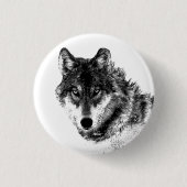 Gray Wolf Sketch Artwork Ronde Button 3,2 Cm (Voorkant)