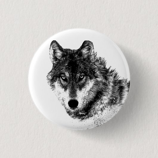 Gray Wolf Sketch Artwork Ronde Button 3,2 Cm (Voorkant)