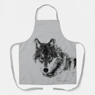 Gray Wolf Sketch Artwork Schort