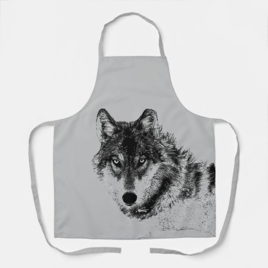 Gray Wolf Sketch Artwork Schort (Voorkant)