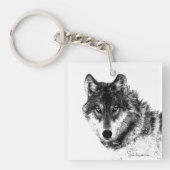 Gray Wolf Sketch Artwork Sleutelhanger (voorkant)