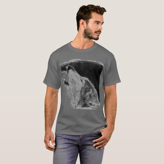 Gray Wolf Sketch Artwork T-shirt (Voorkant volledig)