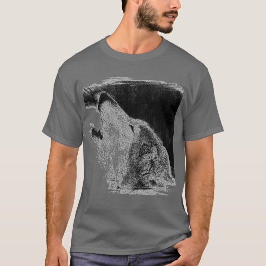 Gray Wolf Sketch Artwork T-shirt (Voorkant)