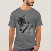 Gray Wolf Sketch Artwork T-shirt (Voorkant)