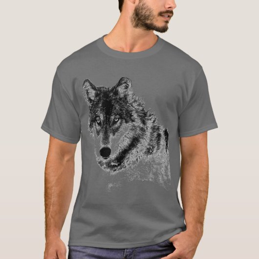Gray Wolf Sketch Artwork T-shirt (Voorkant)