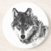 Gray Wolf Sketch Artwork Zandsteen Onderzetter (Voorkant)