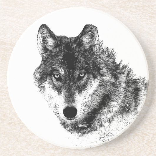 Gray Wolf Sketch Artwork Zandsteen Onderzetter (Voorkant)