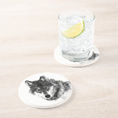 Gray Wolf Sketch Artwork Zandsteen Onderzetter (Zijkant)