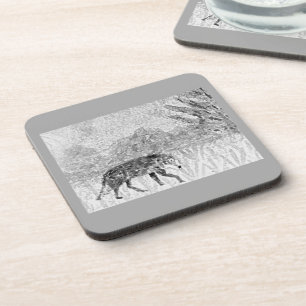 Gray Wolf Sketch Wild Animal Art Bier Onderzetter