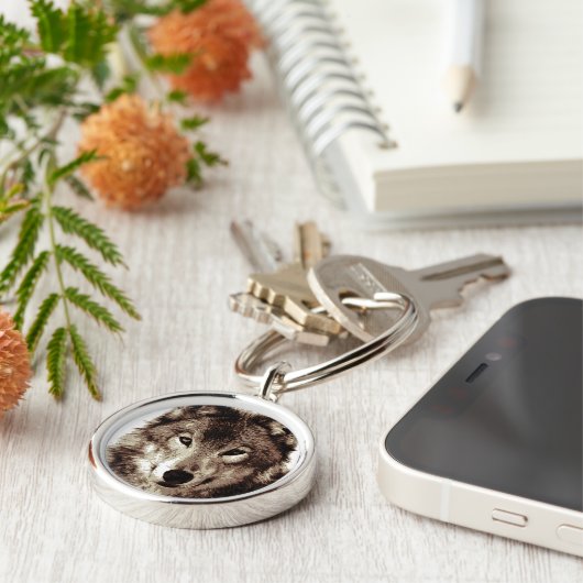 Gray Wolf Sleutelhanger (Zijkant)