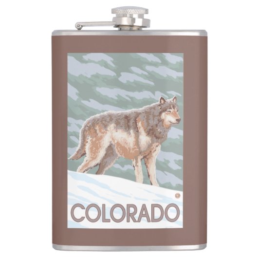 Gray Wolf StandingColorado Heupfles (Voorkant)