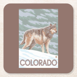 Gray Wolf StandingColorado Kartonnen Onderzetters
