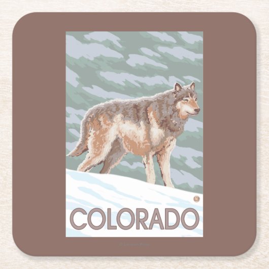 Gray Wolf StandingColorado Kartonnen Onderzetters (Voorkant)