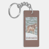 Gray Wolf StandingSouth Dakota Sleutelhanger (Voorkant Links)