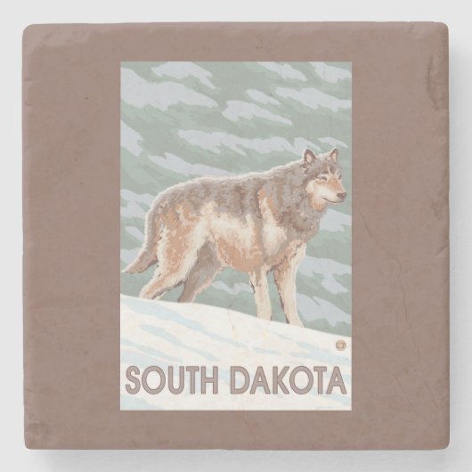 Gray Wolf StandingSouth Dakota Stenen Onderzetter (Voorkant)