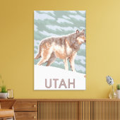Gray Wolf StandingUtah Canvas Afdruk (Insitu (Woonkamer))