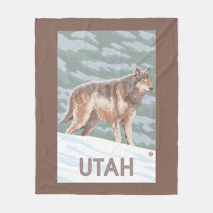 Gray Wolf StandingUtah Fleece Deken