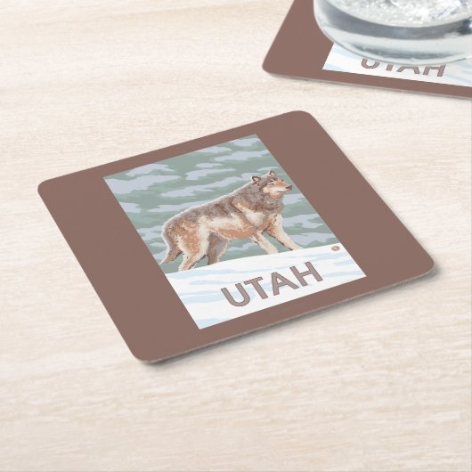 Gray Wolf StandingUtah Kartonnen Onderzetters (Schuin)