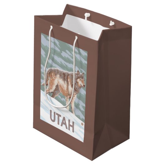 Gray Wolf StandingUtah Medium Cadeauzakje (Achterkant Gekanteld)