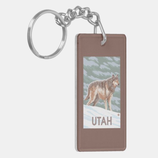 Gray Wolf StandingUtah Sleutelhanger (Voorkant Links)