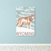 Gray Wolf StandingWyoming Canvas Afdruk (Insitu (Houten vloer))