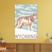 Gray Wolf StandingWyoming Canvas Afdruk (Insitu (Woonkamer))