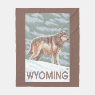 Gray Wolf StandingWyoming Fleece Deken
