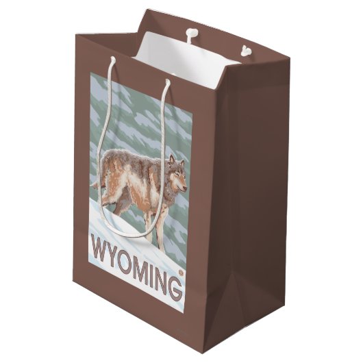 Gray Wolf StandingWyoming Medium Cadeauzakje (Achterkant Gekanteld)