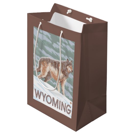 Gray Wolf StandingWyoming Medium Cadeauzakje (Voorkant Gekanteld)