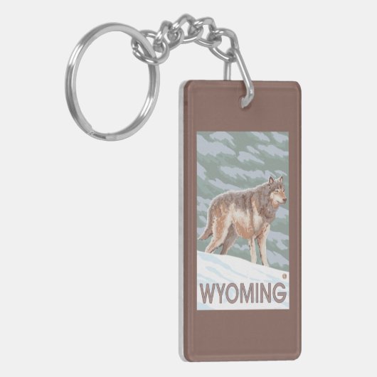 Gray Wolf StandingWyoming Sleutelhanger (Voorkant Links)