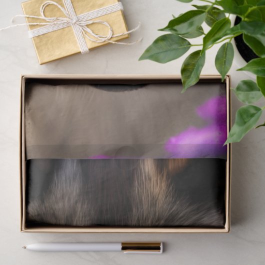 Gray Wolf Stare en paarse bloemen Tissuepapier (Geschenk)