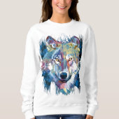 Gray Wolf Sweatshirt | Colorful Wolf Dog (Voorkant)