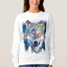 Gray Wolf Sweatshirt | Colorful Wolf Dog