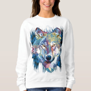 Gray Wolf Sweatshirt   Colorful Wolf Dog