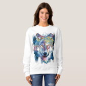 Gray Wolf Sweatshirt | Colorful Wolf Dog (Voorkant volledig)