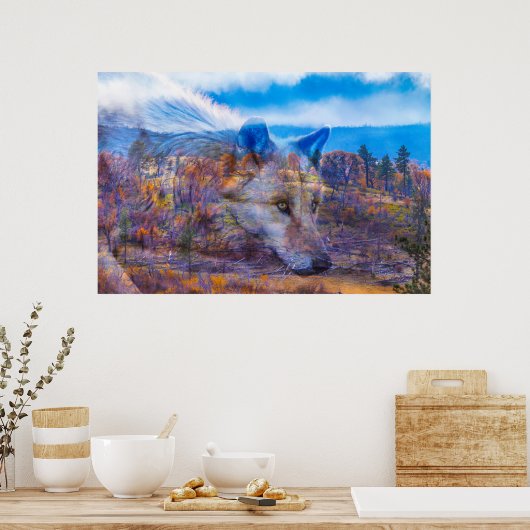 GRAY WOLF VOLGT DE STROOM POSTER (Keuken)