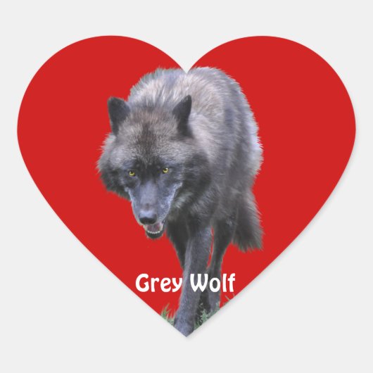 GRAY WOLF Wildlife Heart Sticker Collectie (Voorkant)