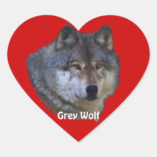GRAY WOLF Wildlife Heart Sticker Collectie (Voorkant)