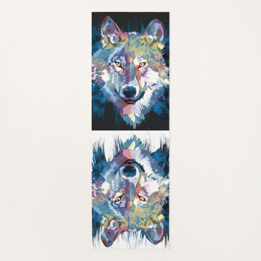 Gray Wolf Yoga Mat - Wolf Head Yogamat (Voorkant)