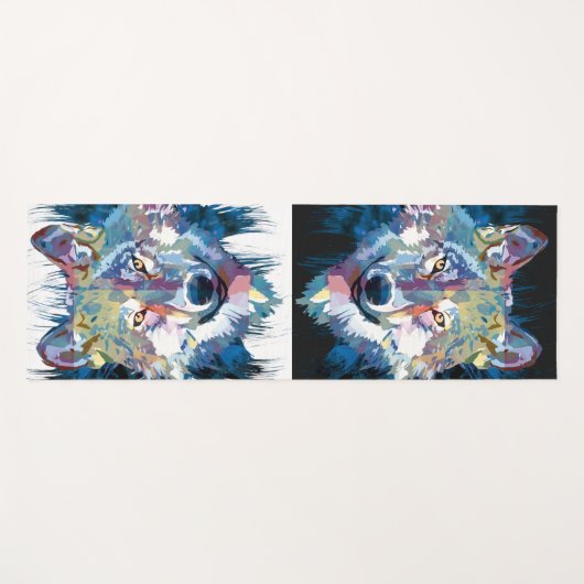 Gray Wolf Yoga Mat - Wolf Head Yogamat (Voorkant (horizontaal))