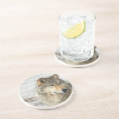 Gray Wolf Zandsteen Onderzetter (Zijkant)