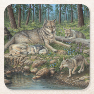 Gray Wolves Kartonnen Onderzetters